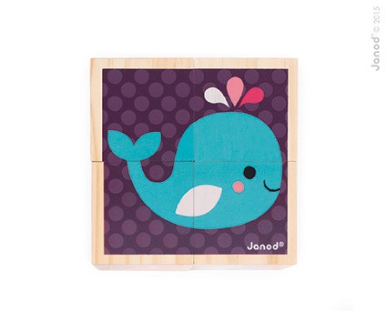 Janod Klocki Drewniane Puzzle 6w1 Zwierzątka 18m+