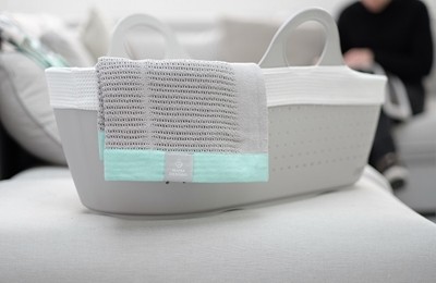 Mama Designs Kocyk Tkany Grey Turquoise 70cm