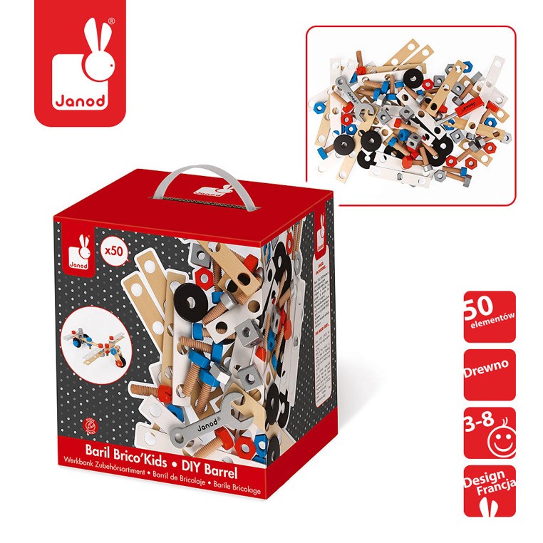 Janod Zestaw Konstruktora Brico Kids 50el. 3+