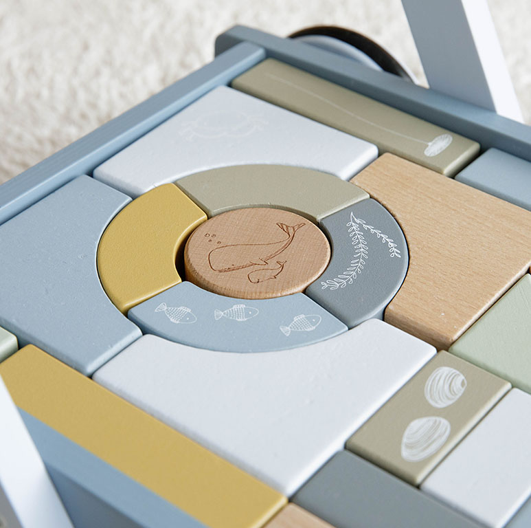 Little Dutch Wózek z klockami Błękit Ocean 12m+