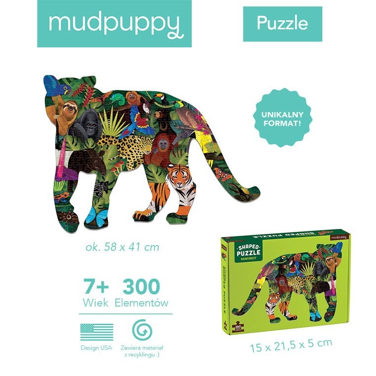 Mudpuppy, Puzzle kształty Las deszczowy 300 elementów 7+