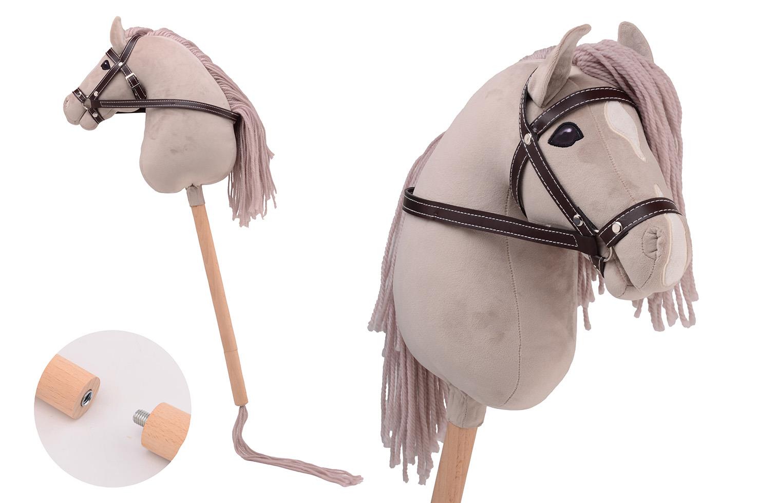 Holly Hobby Horse koń DELUXE na kiju 80cm beige