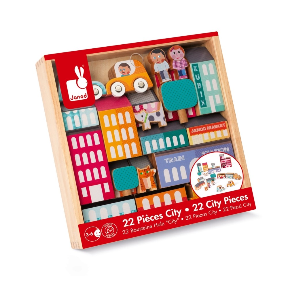 Janod KUBIX Zestaw Miasto 22el 3+