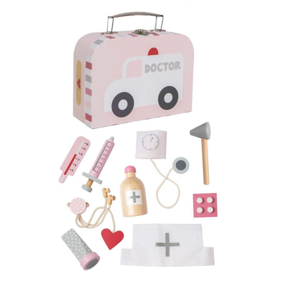 JaBaDaBaDo Drewniany Zestaw Lekarski Różowy 3+