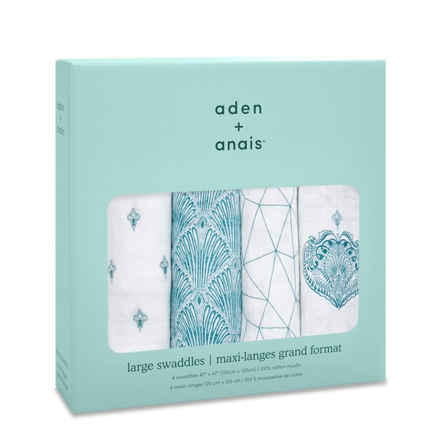 Aden & Anais Otulacz Muślinowy Paisley Teal 4 szt 0+
