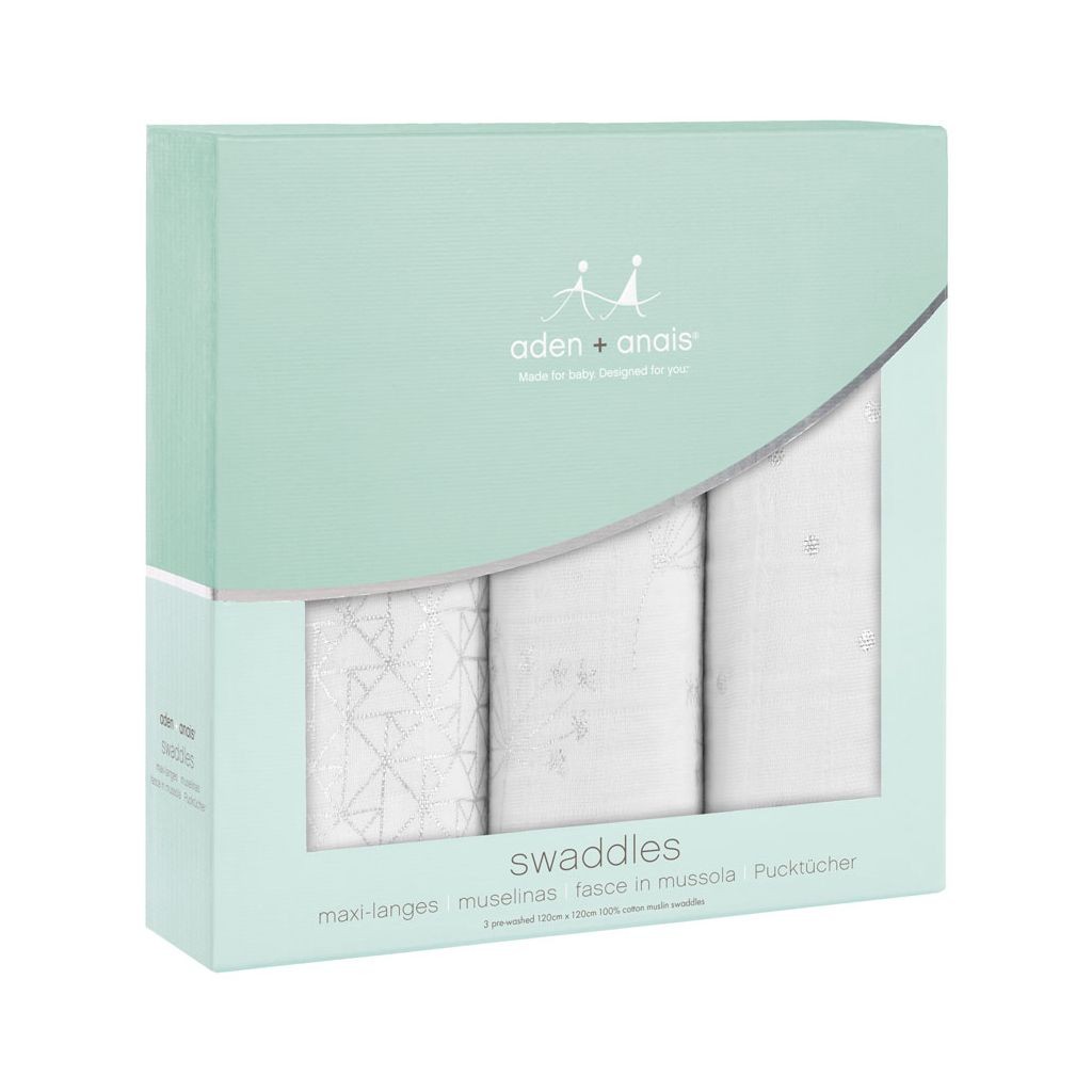 Aden & Anais Otulacz Muślinowy Metallic Silver Deco 3szt