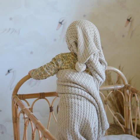 My Memi Kocyk bambusowy z kapturkiem 90x90 beige 0+