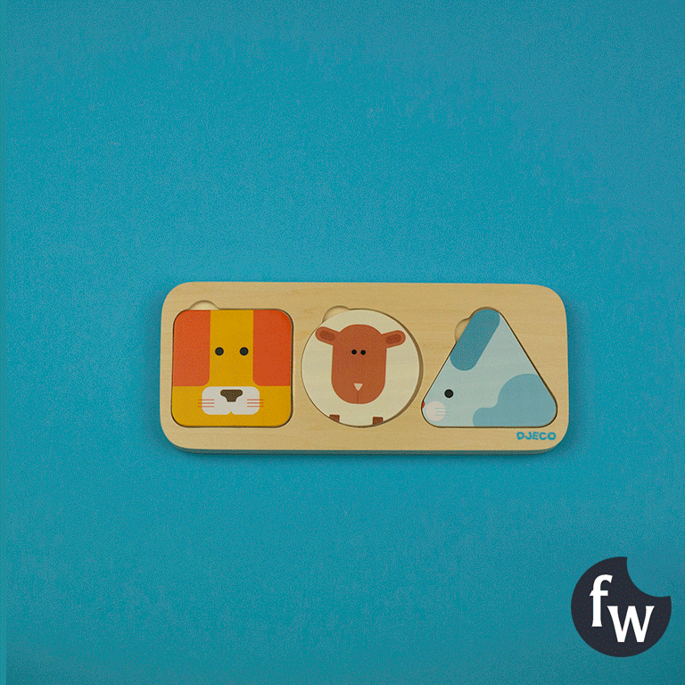 DJECO Puzzle Drewniane Warstwowe Zwierzątka 18m+