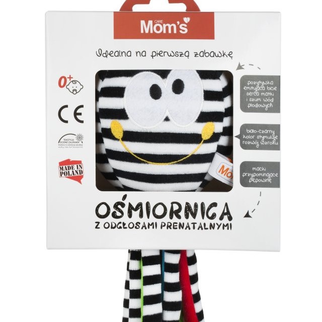Mom's Care Ośmiornica z Szumem Prenatalnym 0+ Biało-Czarna
