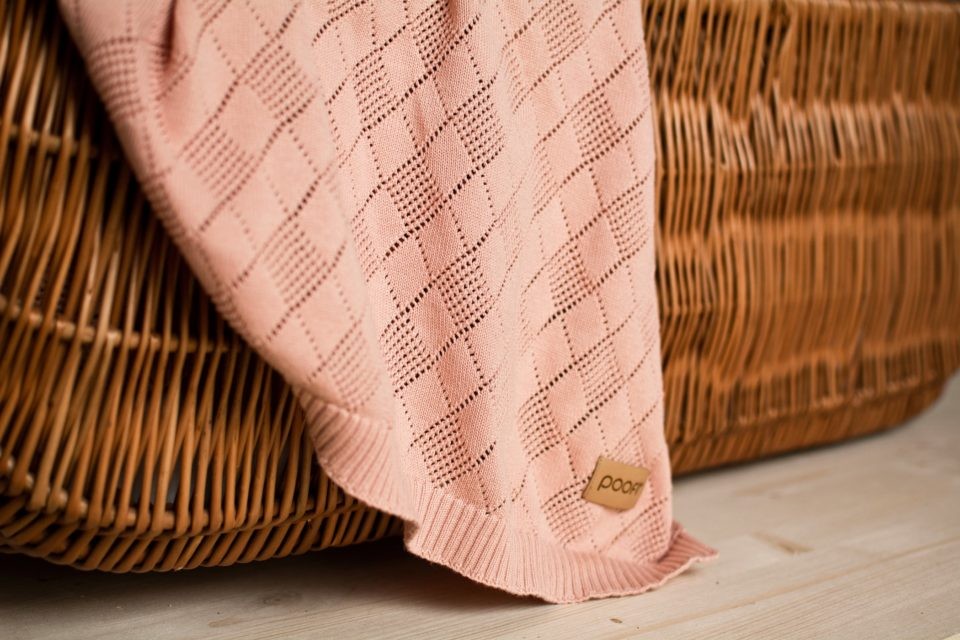 Poofi Kocyk Ażurowy Brzoskwiniowy 75x90cm | Niemowlęta