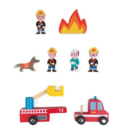 Janod Strażacy Zestaw Drewniany 8 el. 3+