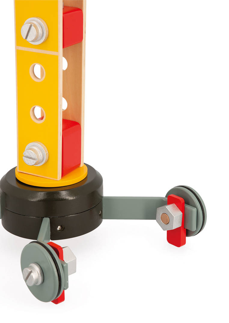 Janod Drewniany Dźwig Budowlany z Narzędziami 3+