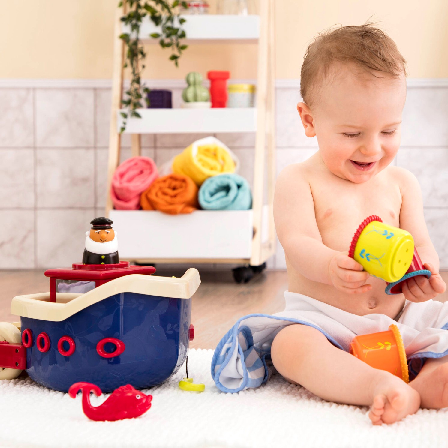 Btoys Statek z akcesoriami do kąpieli 6m+ | Zestaw 12 zabawek