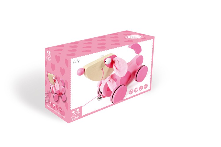 Duży różowy piesek LILY do ciągnięcia 1+