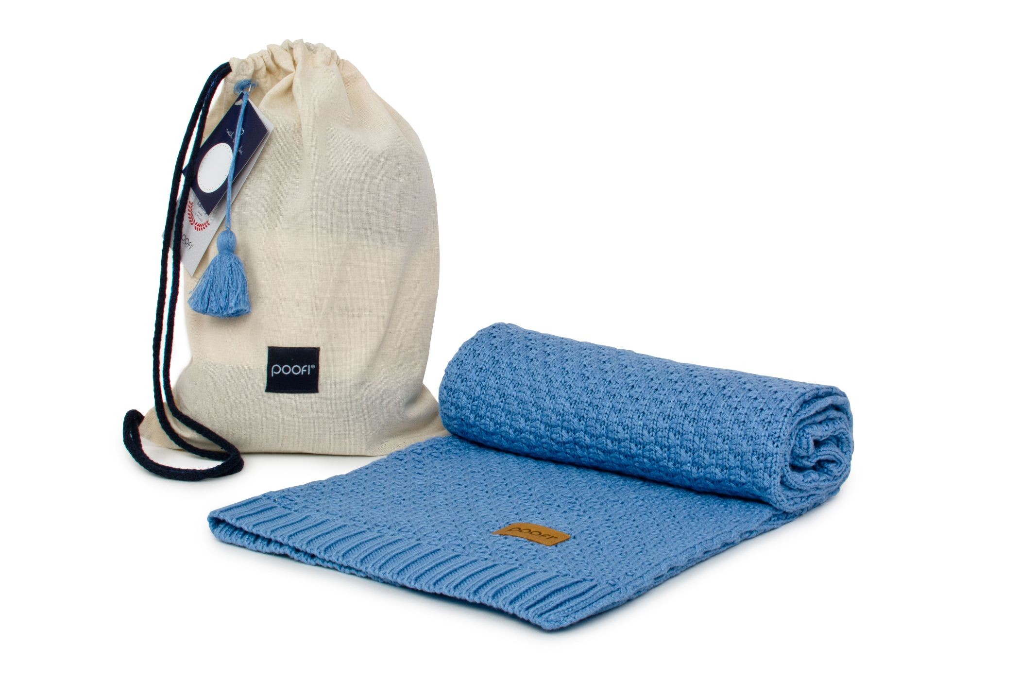 Poofi Kocyk Bambusowy Błękitny 80x100cm