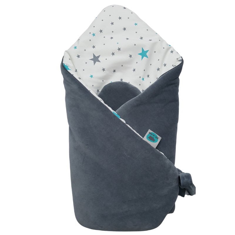 Rożek niemowlęcy GWIAZDKI & ANTRACYTOWY WELUR 3w1