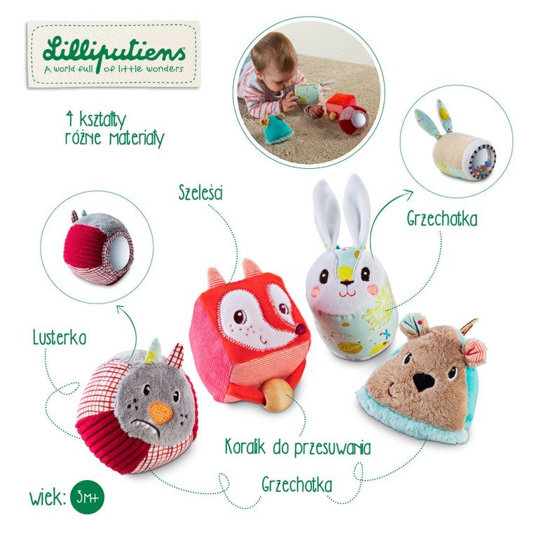 Lilliputiens Miękkie Klocki Zwierzątka Las 4el 3m+