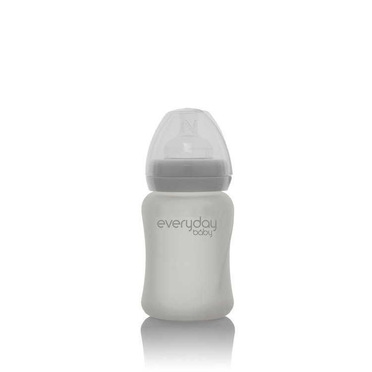 Everyday Baby, Szklana butelka ze smoczkiem S, 150 ml - szara