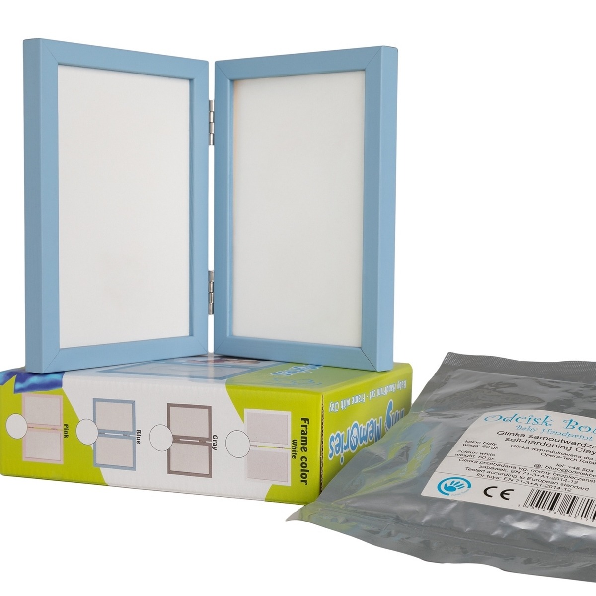 Odcisk Bobasa, ramka z glinką podwójna - niebieska