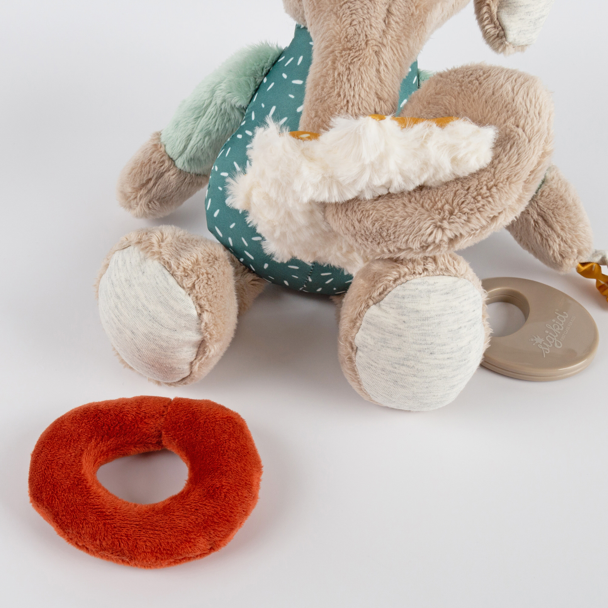 Zabawka rozwojowa Słonik z pozytywką 27 cm – szeleścik, grzechotka – sigikid