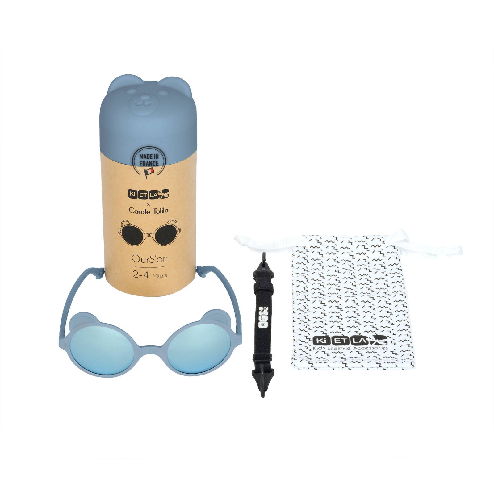 Ki ET LA, Okulary przeciwsłoneczne OURS'ON 1-2 lata Silver Blue