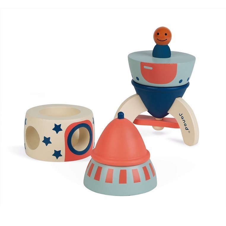 Janod Rakieta Magnetyczna Drewniana Pastelowa 2+