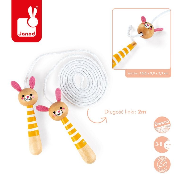 Janod Skakanka Zajączek Drewniane Rączki 3+