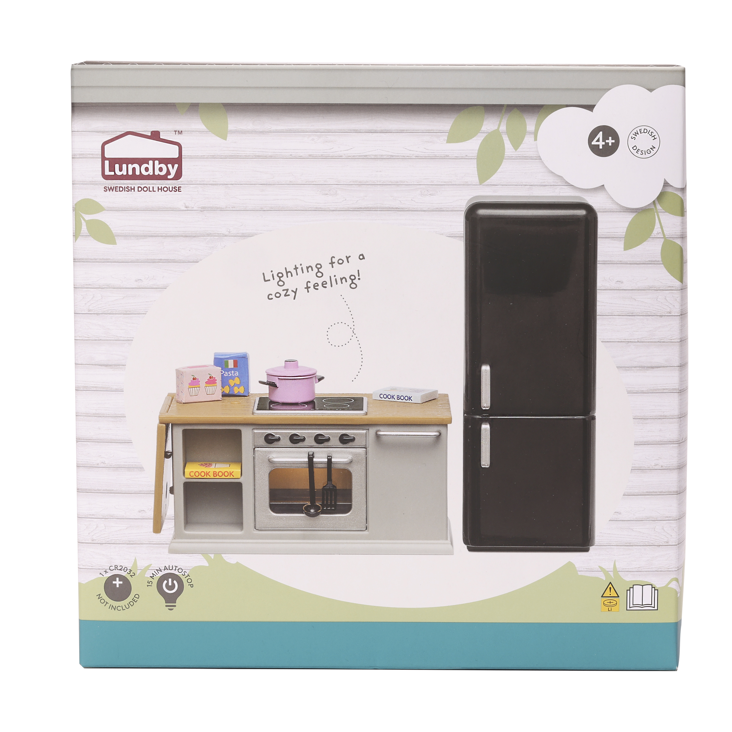 Zestaw mebli kuchennych do domku dla lalek, lodówka, kuchnia | Lundby