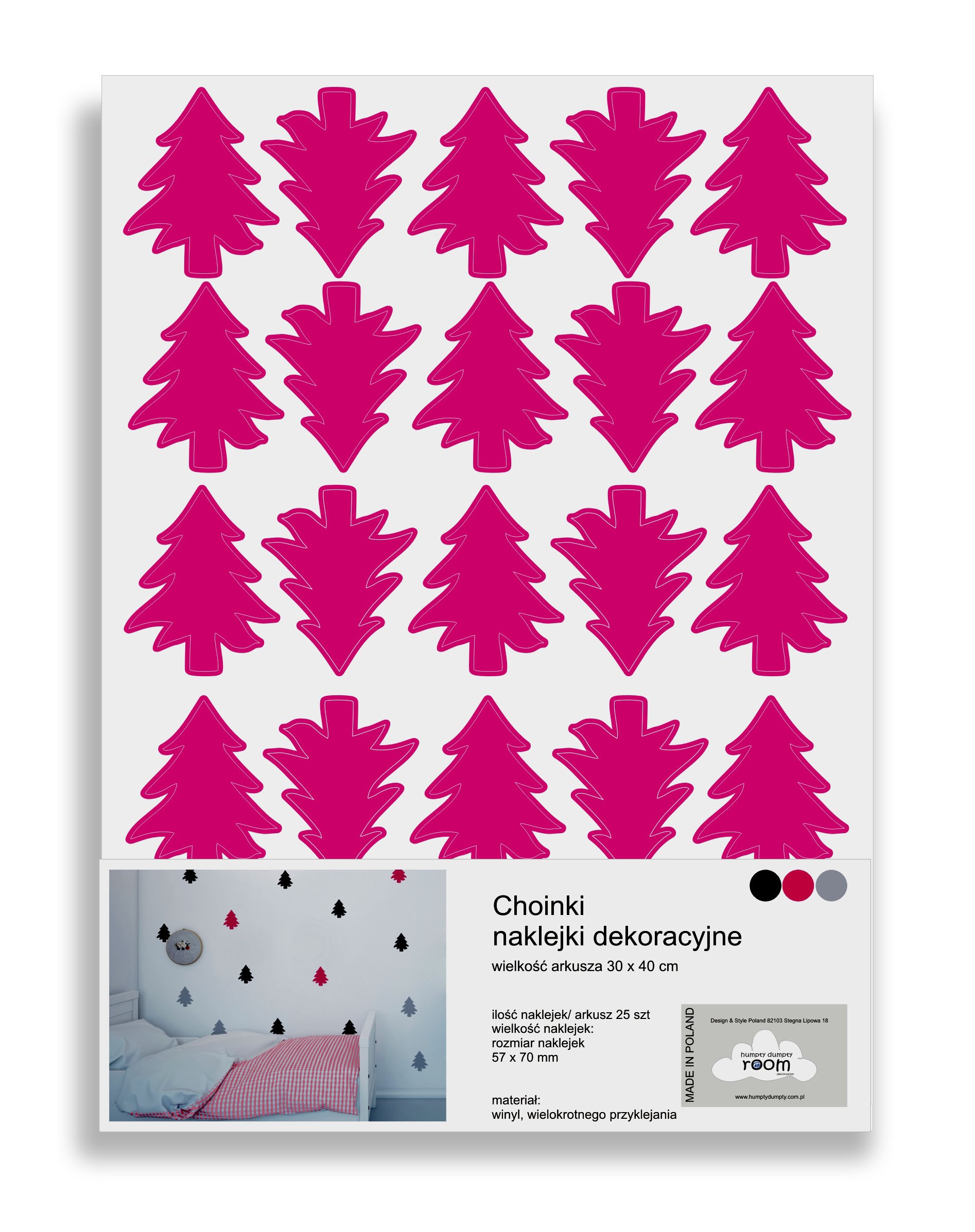Naklejki ścienne choinki różowe