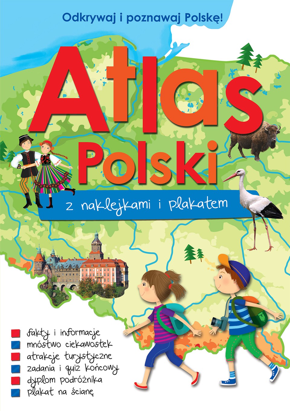 Atlas Polski z naklejkami i plakatem | Wilga