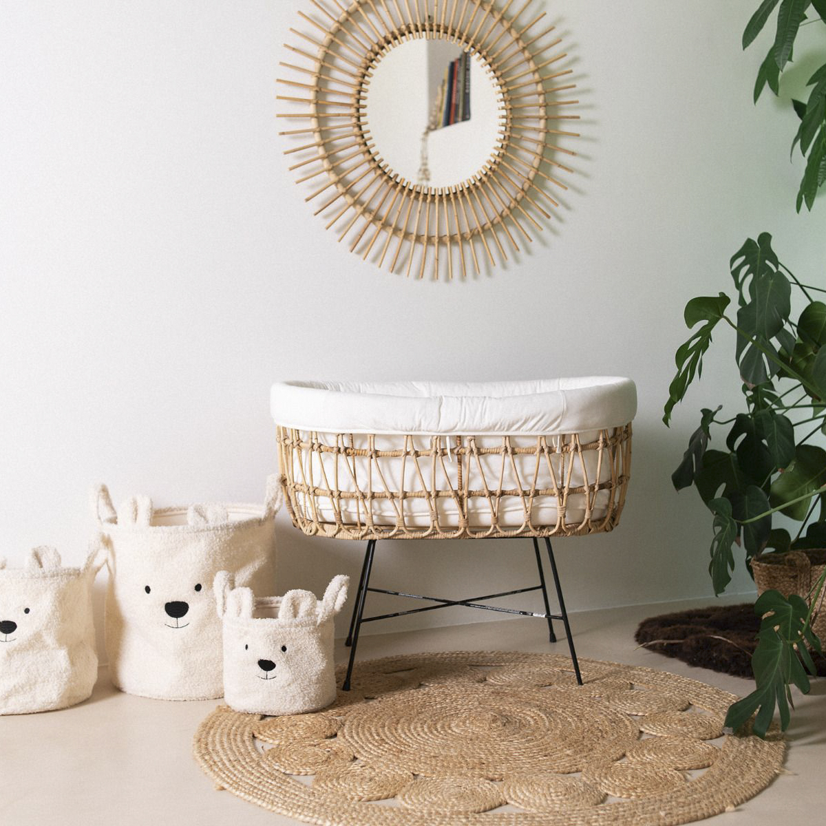 Childhome Łóżeczko Rattanowe Natural/Black 90x51cm 0-6m