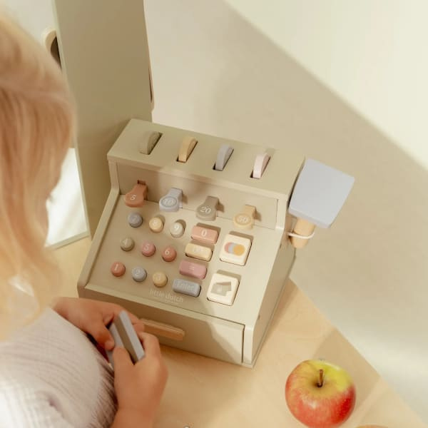 Little Dutch – Drewniana kasa sklepowa FSC – zestaw do zabawy w sklep 3+