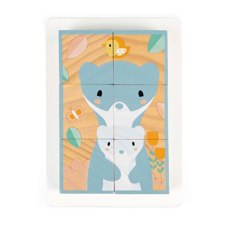 Janod Klocki Drewniane Puzzle Pure 6el 1+