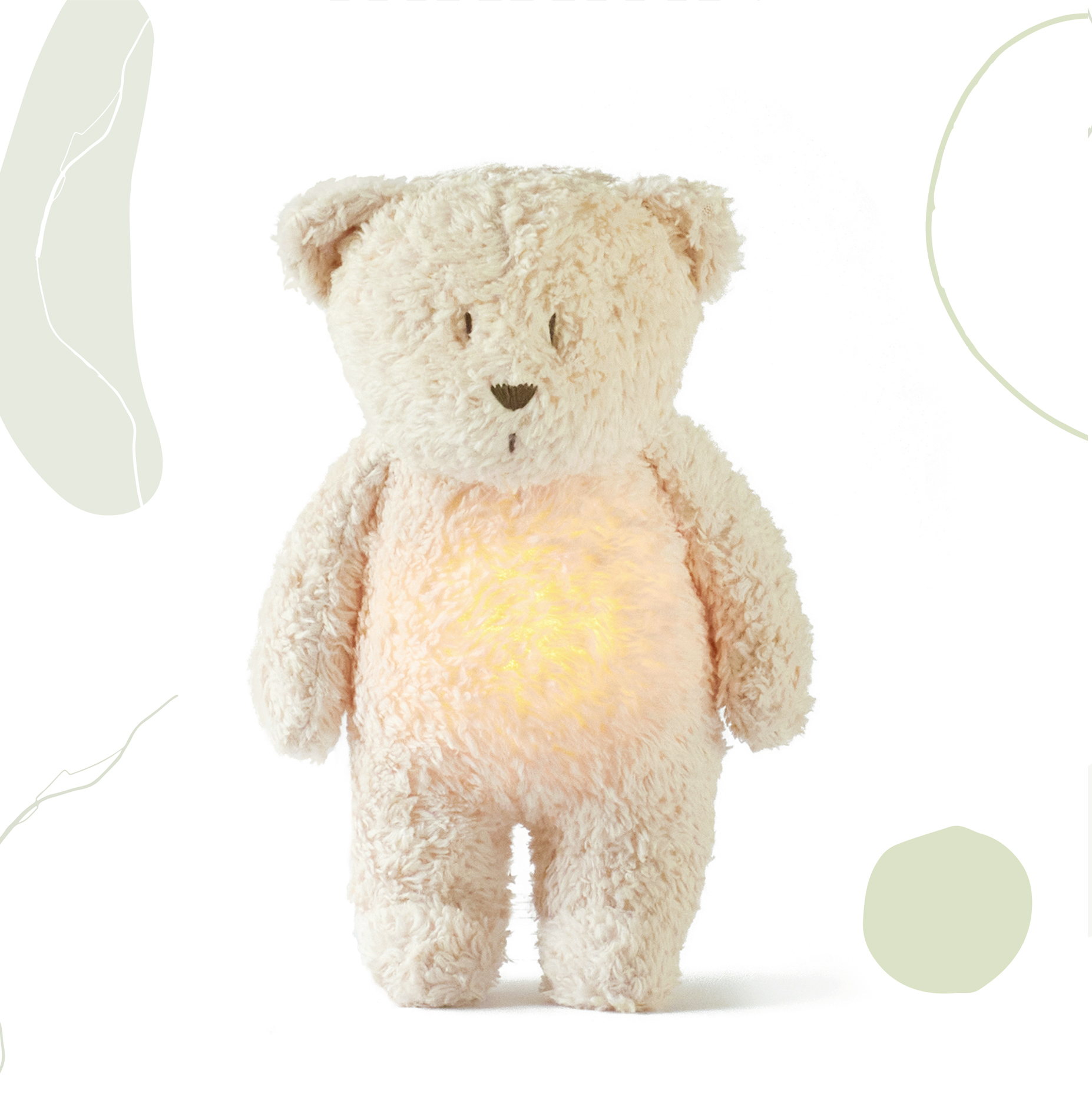 Moonie, Szumiący miś organic z lampką - Sand