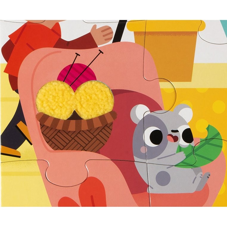 Janod Puzzle Sensoryczne Zwierzęta Domowe 20el 2+