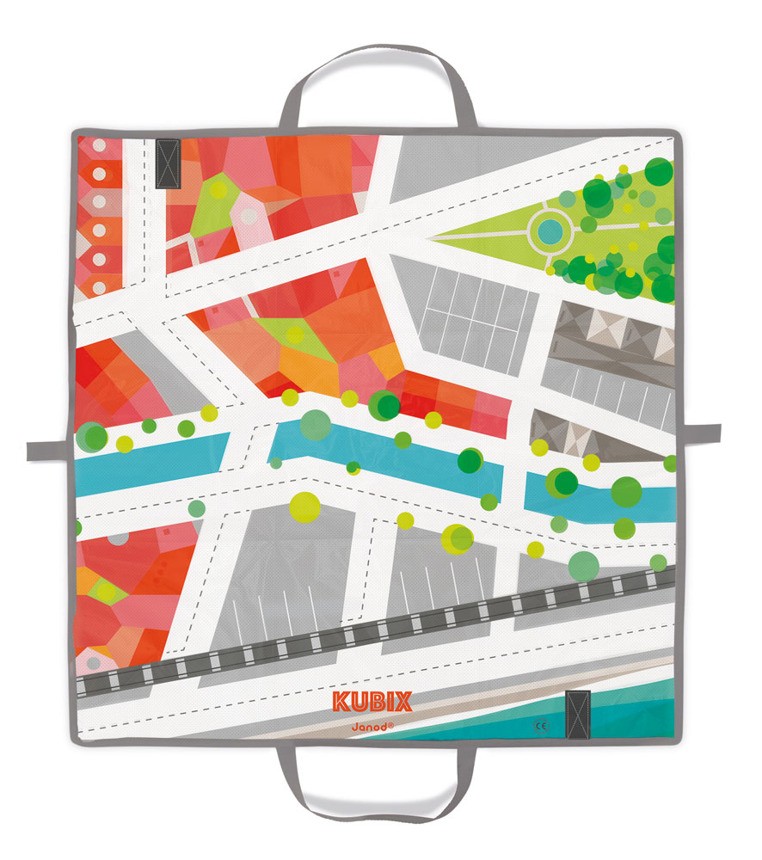 Janod Klocki Drewniane z Matą Miasto Kubix 70 szt. 3+