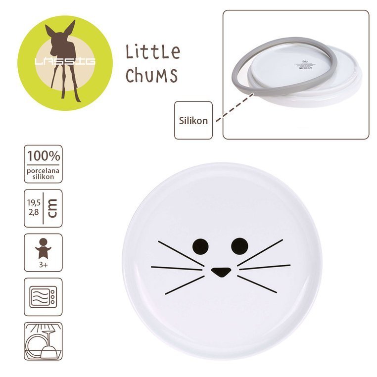 Lassig Talerz porcelanowy Little Chums Kot 3+