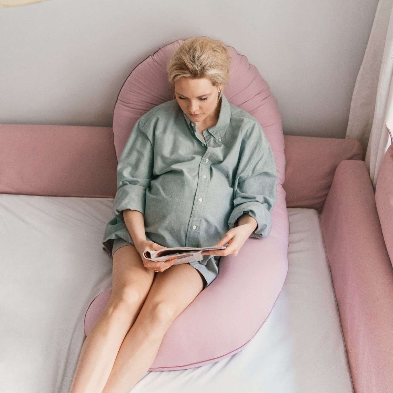 Poofi Poduszka ciążowa Organic - piwonia 120x60cm