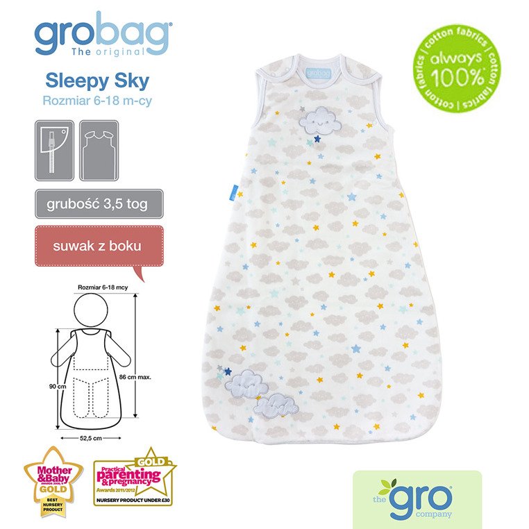 Gro Company Śpiworek Zimowy Sleepy Sky 3.5 tog 6-18m