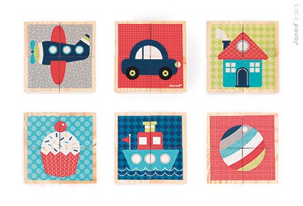 Janod Klocki Puzzle 6w1 Pierwsze słowa 18m+