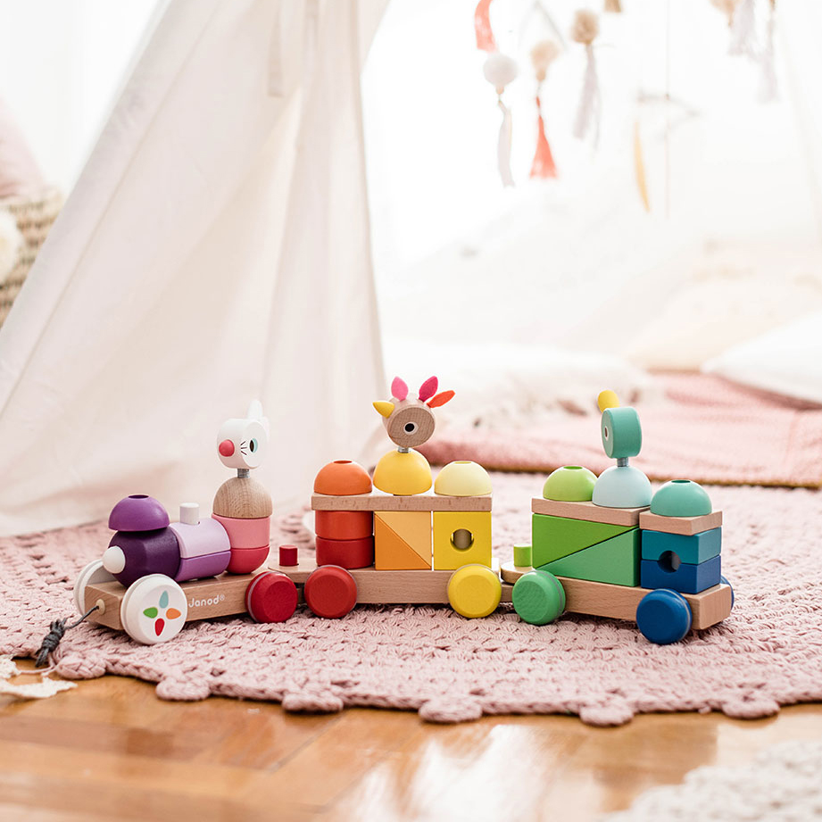 Janod, Pociąg z klockami i zwierzątkami do ciągnięcia