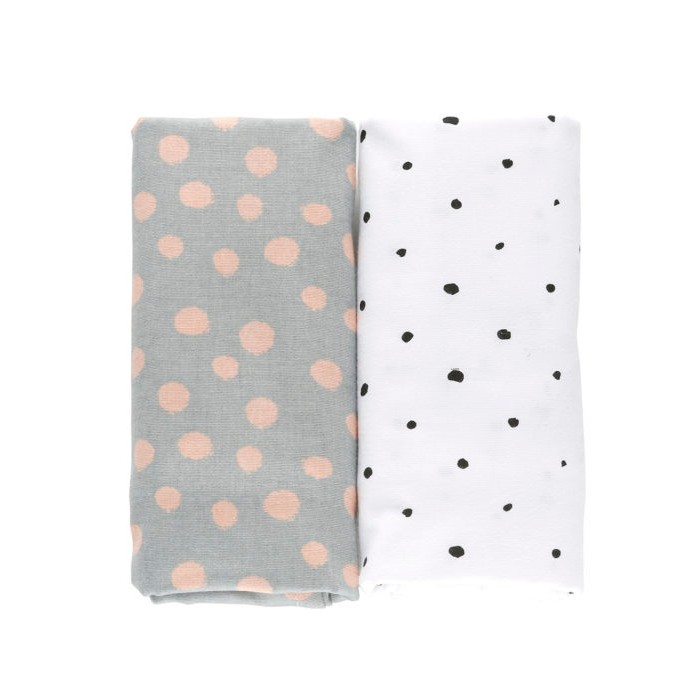 Motherhood Otulacze Flanelowe 120x80 Kropki Różowe 2 szt.