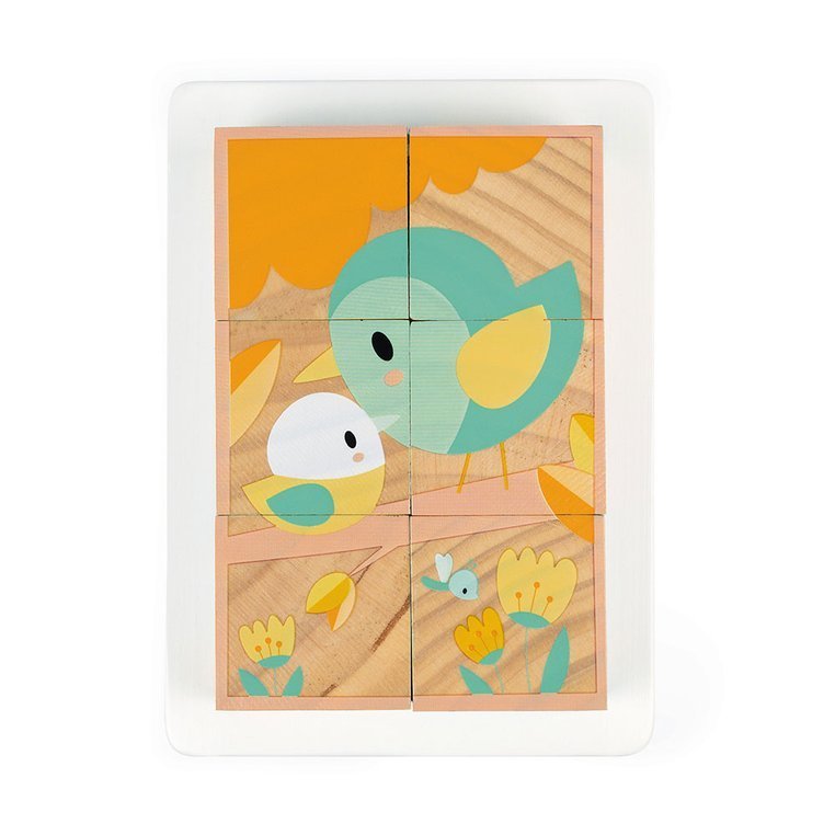 Janod Klocki Drewniane Puzzle Pure 6el 1+