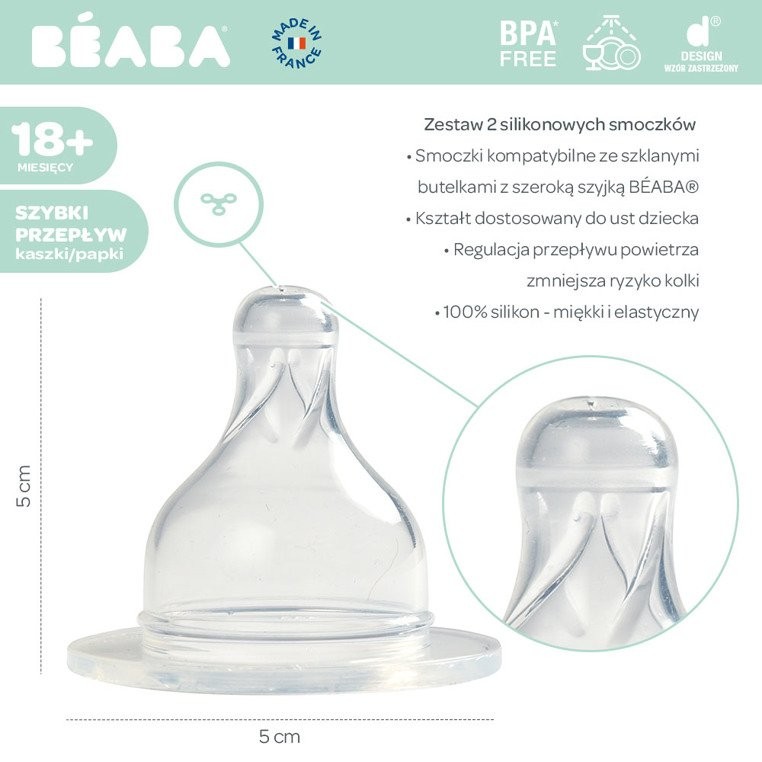 Beaba Smoczki Szybki Przepływ Y-Cut 18m+ (2 szt.)