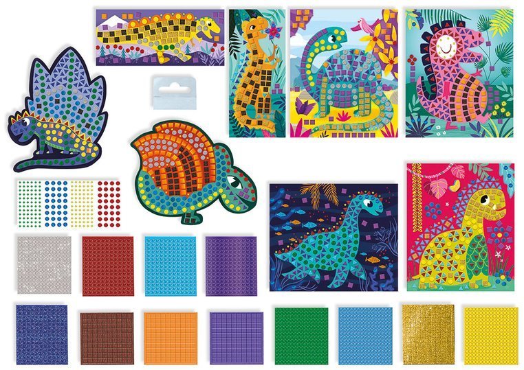 Janod Zestaw Kreatywny Mozaika Dinozaury 4+