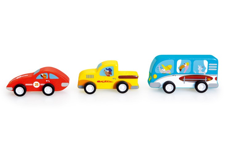 Scratch 3 Drewniane Samochody Pull-back 3+