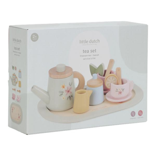 Little Dutch – Drewniany zestaw do herbaty Tea Set FSC – zestaw do zabawy w dom 2+