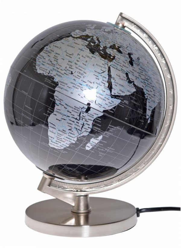 oMAPPo 2 Globus Podświetlany 20cm Czarno-Srebrny