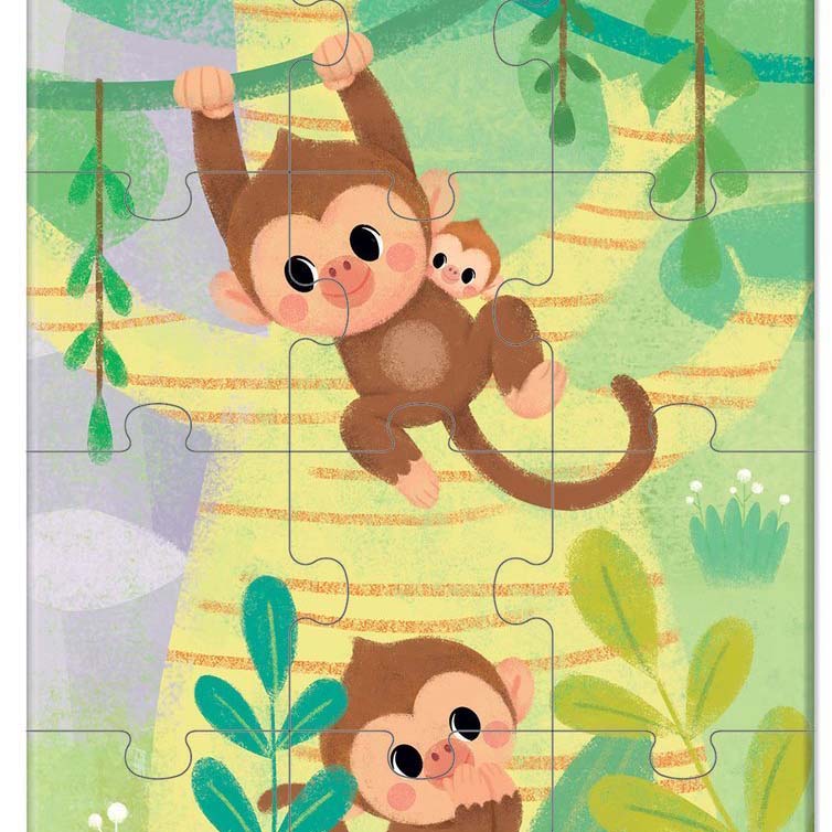 Janod Mini Puzzle Zwierzątka 12 el. 2+