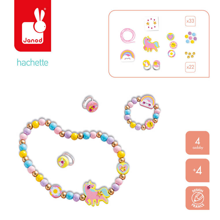 Janod Zestaw Biżuterii Drewniana Tęczowa Kraina 4+ | Fabryka Wafelków